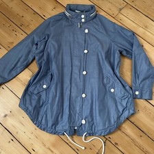 Quba Sails Womens Jacket Small 10 Blue Grey Hooded  Waterproof Lightweight