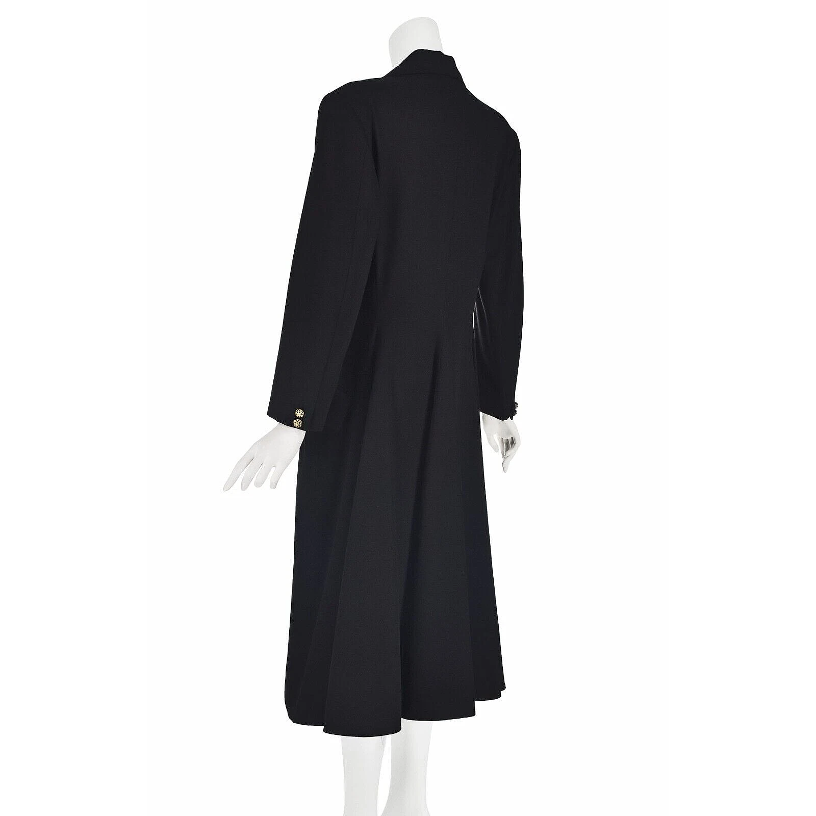 GIANNI VERSACE Cappotto Principessa Gabardine Lana Nero Vintage TAGLIA 8