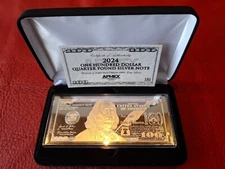 USA $100 Bill Franklin Note 4oz 999 Fine Silver Art Bar with COA + LUXE BOX