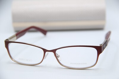 NEW JIMMY CHOO JC 124 VUS BURGUNDY GOLD AUTHENTIC FRAMES  display picture 2