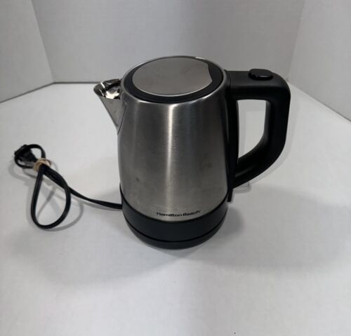 Used Hamilton Beach 1 Liter Electric Kettle Stainless Steel and Black - Picture 1 of 8