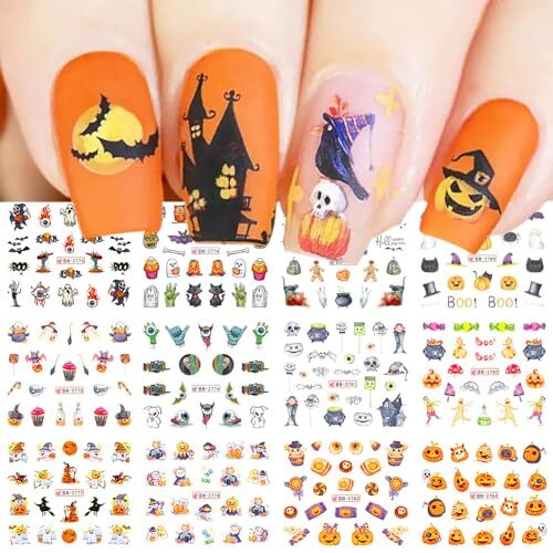 Pegatinas de arte en uñas de Halloween, lindas calcomanías de uñas de Halloween fantasma de transferencia de agua - Imagen 1 de 7