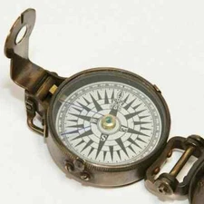 Antique Solid Brass WWII Military compass Nautical Vintage Pocket Compass
