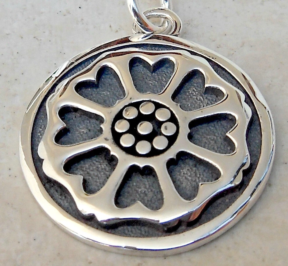 Sterling Silver 925 Pai Sho Inspired Avatar Elements White Lotus Pendant