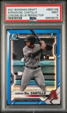 2021 Bowman chrome Adrian Del Castillo Blue Refractor /150 PSA 9 Mint Pop 2