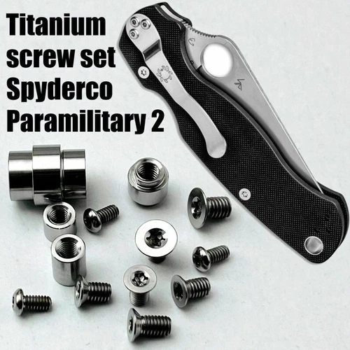 Titanium Complete Hardware kit For Spyderco Paramilitary 2 PM2 C81- BLACK - Picture 8 of 15