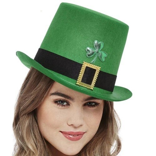Adult Unisex St Patrick's Day Irish Top Hat Topper Green by Smiffys - Picture 4 of 5