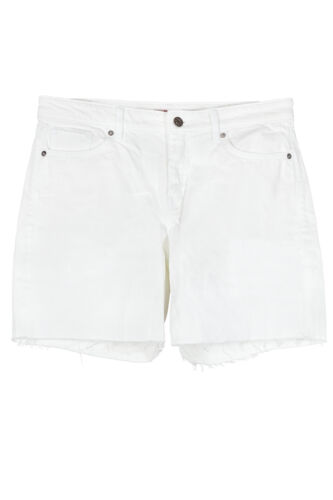 S Oliver Karolin Jeans Shorts Pantaloni Corti Donna Denim Bianco Regular Fit - Picture 1 of 4