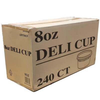 240 Sets - 8 oz. Clear Plastic Soup/Food Containers w/Lids Combo (Microwaveable)