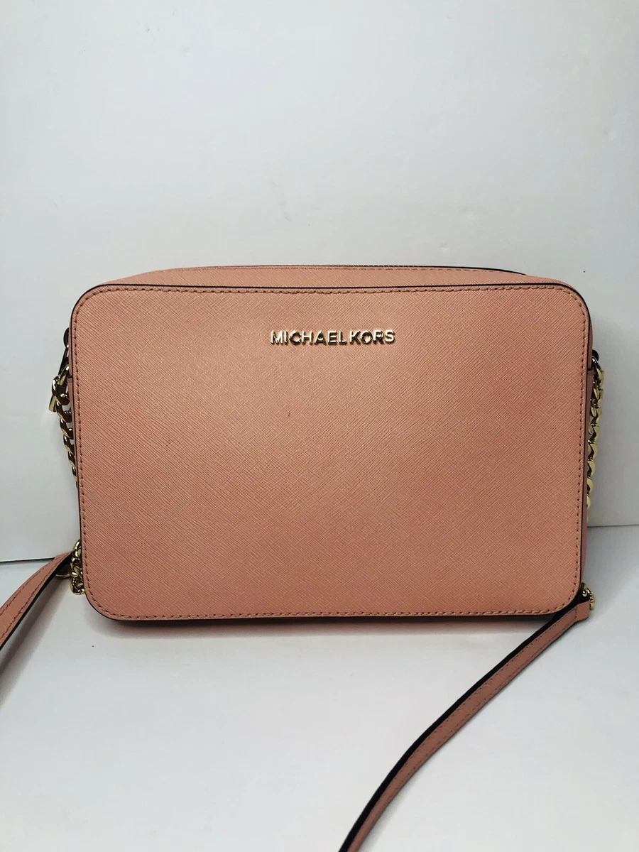 Michael Kors Jet Set Saffiano Leather Crossbody Bag -light peach