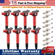 UF487 Ignition Coil and Spark Plug 1483 For Toyota Tundra V8 4.6L 4.7L 5.7L 2010