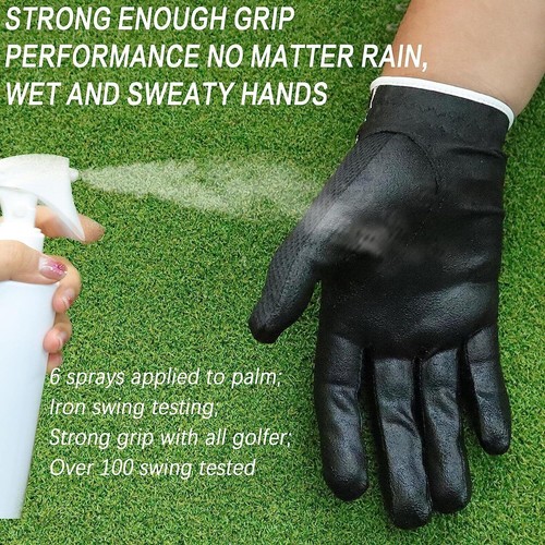 FINGER TEN Men’s Golf Glove Rain Grip 2 Pack Left Right Hand Hot Wet Weather US - Picture 6 of 17