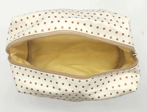 Bolso de maquillaje cosmético ""Novia"" Mary Square, lunares ORO ROSA, 7""x4,75", nuevo sin etiquetas - Imagen 9 de 14