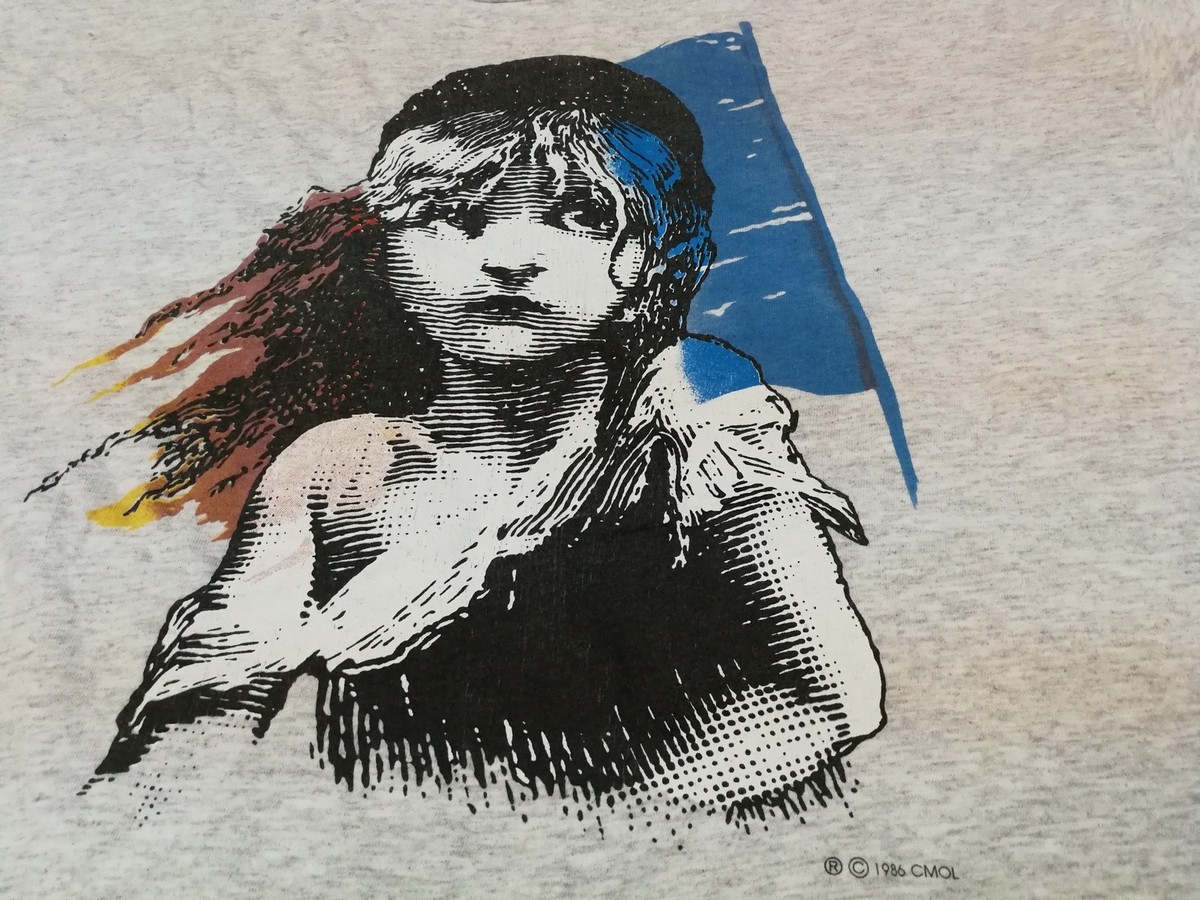 トップス 80s Les Miserables Sweat Shirt Size XL Les Miserables Broadway Musical Show Men's White Grey Black