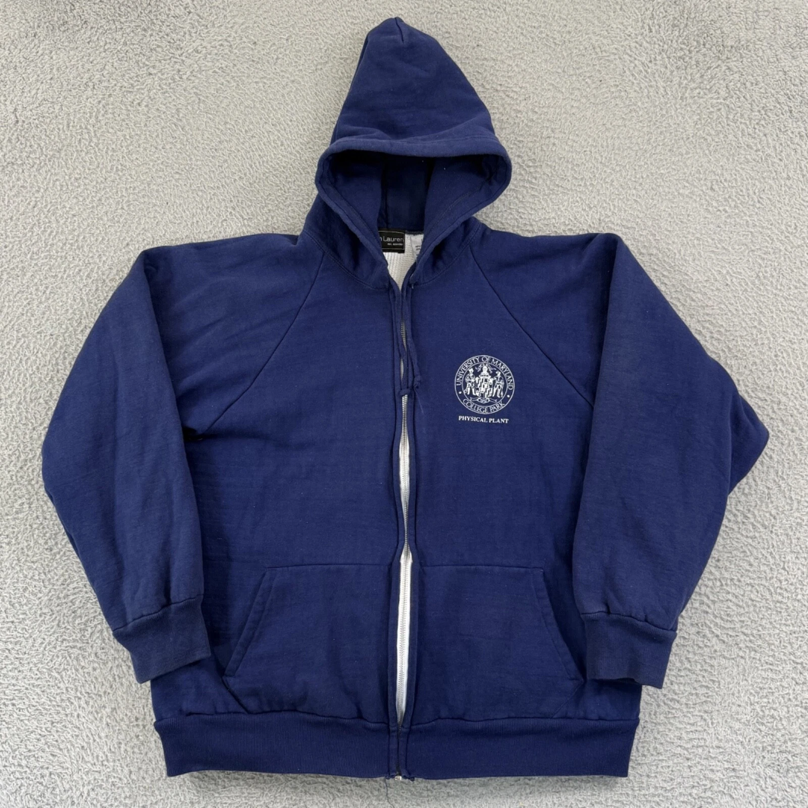 Vintage Thermal Lined Sweatshirt Mens Large Blue College Zip 90s Hoodie Heavy
Opens in a new window
