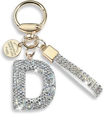 Bling Initial Letter Keychain for Women - Cute Pink Blue White Accessory