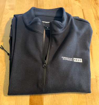 American Express & Resy quarter zip sweater hoodie - Medium Black Tek