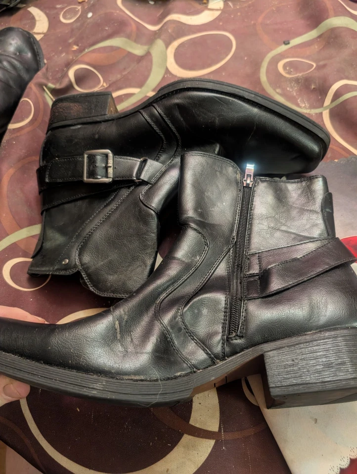 Botas de motociclista masculinas Rock & Republic com fivela preta tamanho 10 MED - Imagem 3 de 4