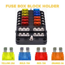 Waterproof 12-Way Blade Fuse Box Block Holder LED Indicator 12V 32V Auto Marine