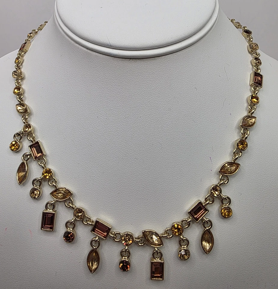 Sparkly Browns/Ambers 水钻金石项链、耳环、手链套装 — 第 2/4 张图片