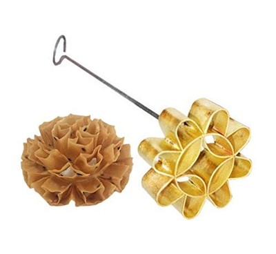 Thai Dok Jok Sesame Cookies Brass Mold Maker Crispy Biscuit 3.15'', Gold 