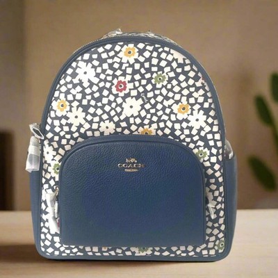 Coach Court Floral Large Backpack CBM23 Blue Leather School  display picture 1