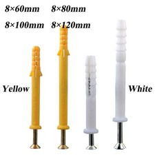 M8 Long Plastic Expansion Wall Plug Anchor Screws for Cabinet Wall Mounting