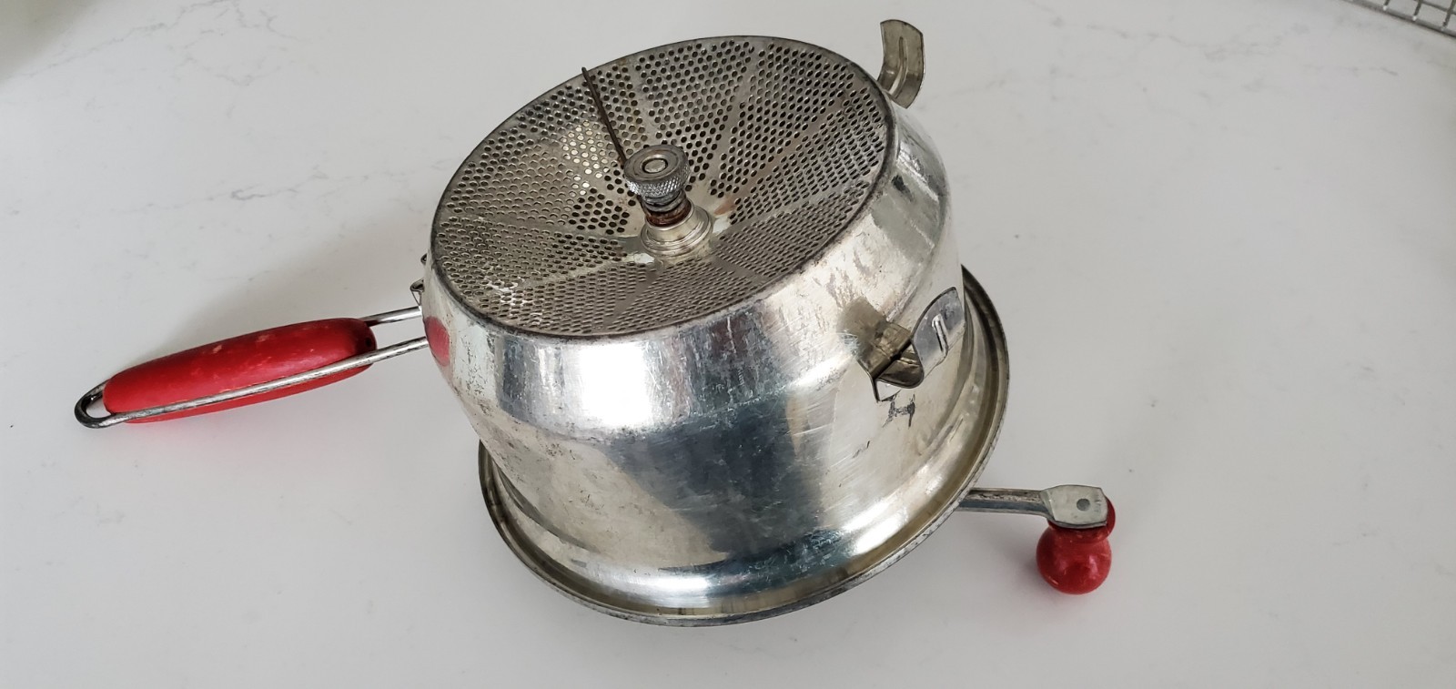 Vintage Foley Food Mill Tomato De-Seeder For Juice Grinder Canning Red Handle