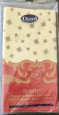 DUNI Dunicel  Vtg 47x71" Tablecloth Sealed, England Vtg  Red Gold Stars 