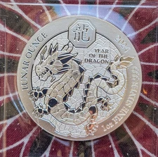 2024 Rwanda Lunar Dragon BU coin in Blisterpack