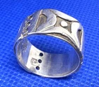 A19 - Taxco Mexican Tri Ball Ring size 7.25 VINTAGE Men Band 10 mm Sterling 925