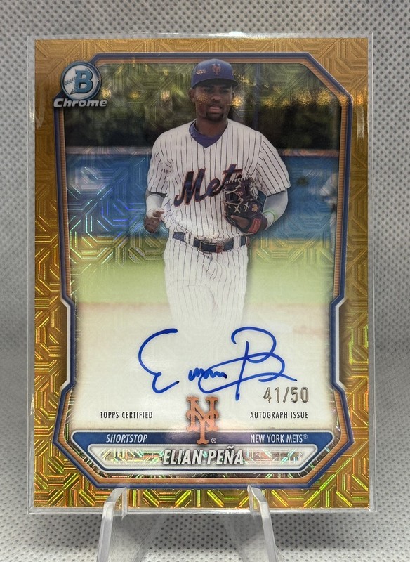 2026 Bowman Chrome Elian Pena #BMA-EP Gold Mojo Refractor On Card Auto /50 Mets