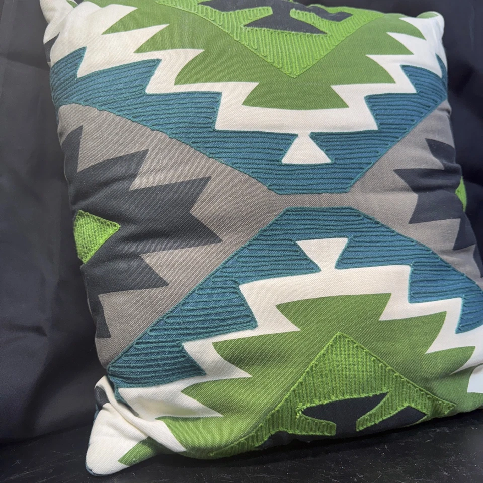 Southwestern Aztec Geometric 17"x 17” Throw Pillow Black Gray Lovely Color Decor - Image 3 of 4