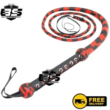 Genuine Cowhide Leather 6Feet Bull Whip 12 Plait Handcrafted Equestrian Rope Cor