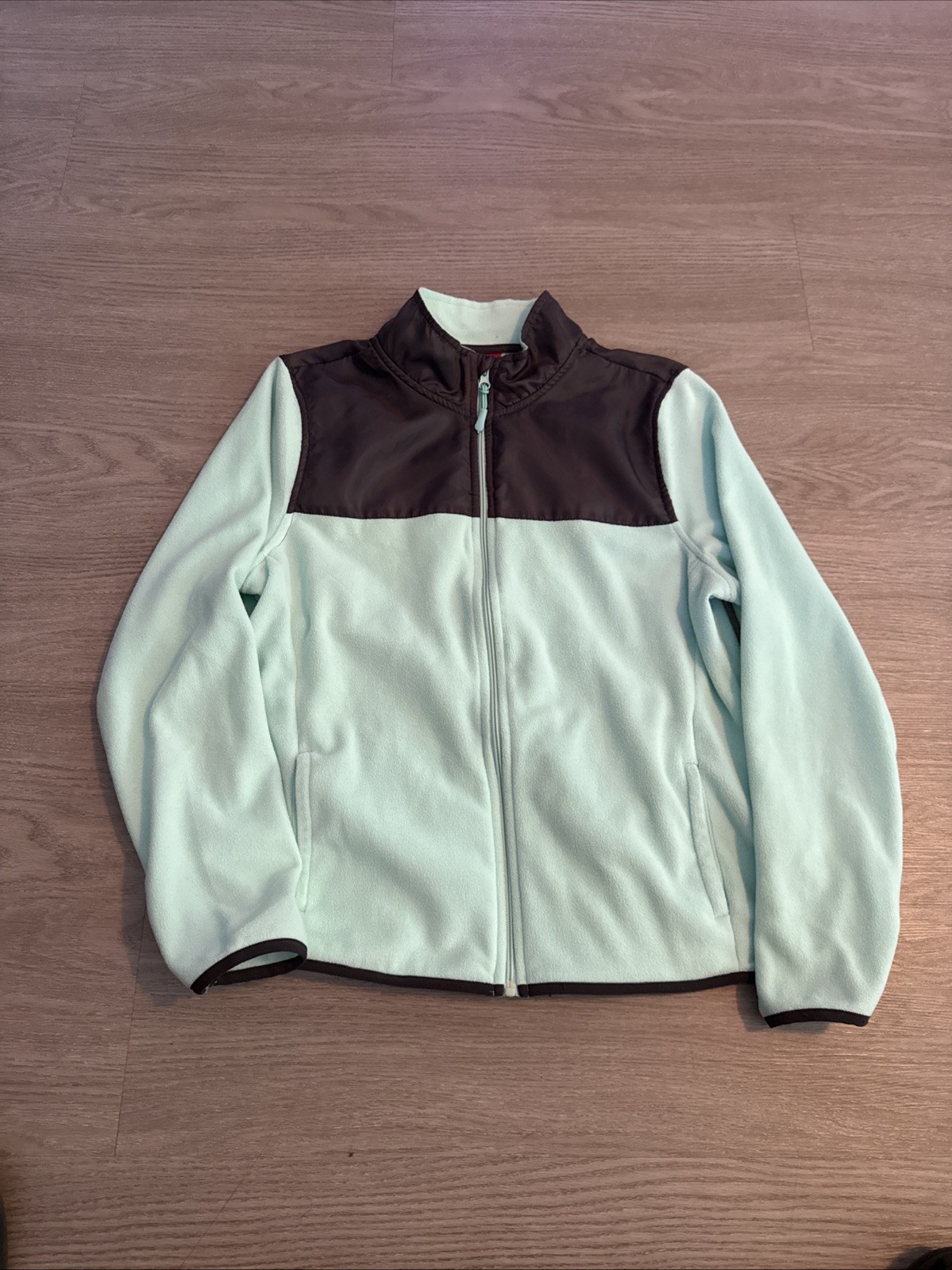 Giacca pile pony verde e grigio donna full zip manica lunga grande