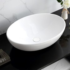 Bathroom Ceramic Basin Counter Top Hand Wash Vanity Sink White Bowl Oval