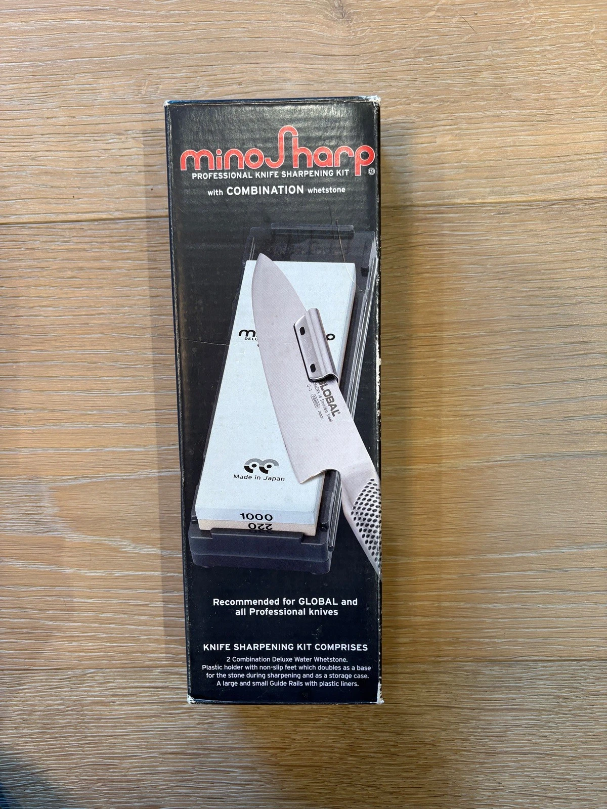 Minosharp Knife Sharpening Kit Combination Whetstone 1000 Grit & 220 Grit No 471