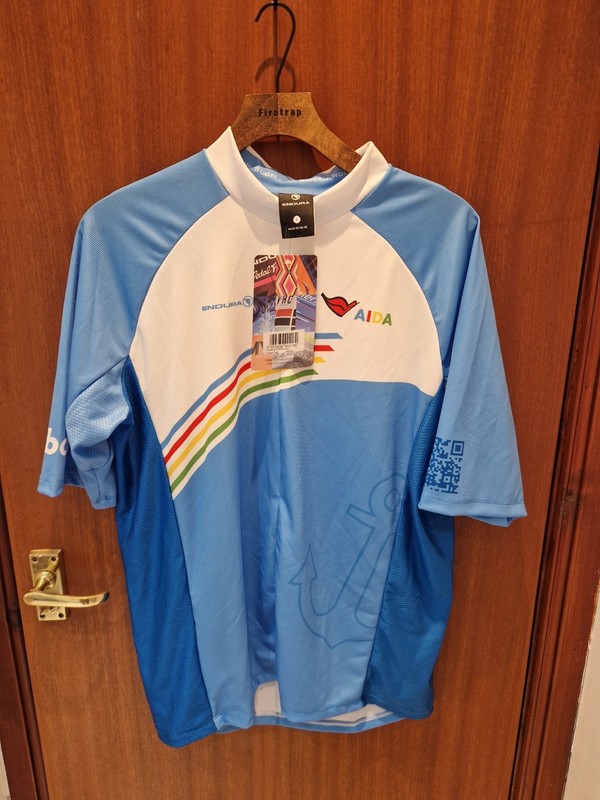 Endura SingleTrack Custom Short Sleeve Mens Large Cycling Jersey MTB Blue White