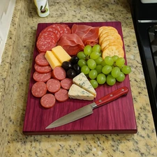 Non-Toxic, One Piece Purple Heart Solid Wood Cutting/Charcuterie Board, Natural.