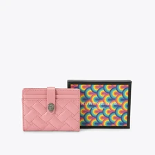 Kurt Geiger London Pink Comb Quilted Lambskin Leather Multi Card Holder Wallet