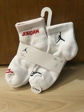 New Jordan Cushioned Ankle Socks 6 Pair Shoe Size 5Y - 7Y White Red Black