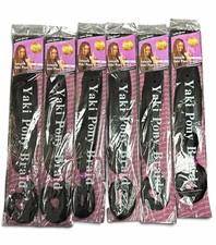 6 pcs Yaki Pony Braids color 1B Hair Extensions yaki ponytail