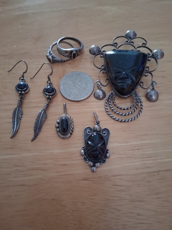 Vintage Silver And Onyx Lot