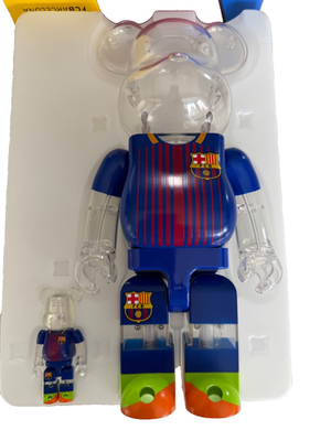 NIB BEARBRICK FC Barcelona 100% & 400% Set Medicom Toy Collab FC