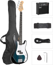 Full Size Electric Bass Guitar with 20W AMP, 4 String Beginner Starter Kit with