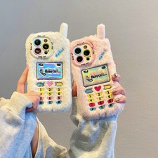 Case For iPhone Samsung Interesting Girl Warm Plush Fluffy Lovely 3D Phone Cover
