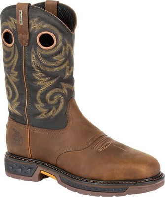 Georgia Boot Women's Carbo-Tec LT Alloy Toe WP Pull-On Boots Brown Black 13 WIDE