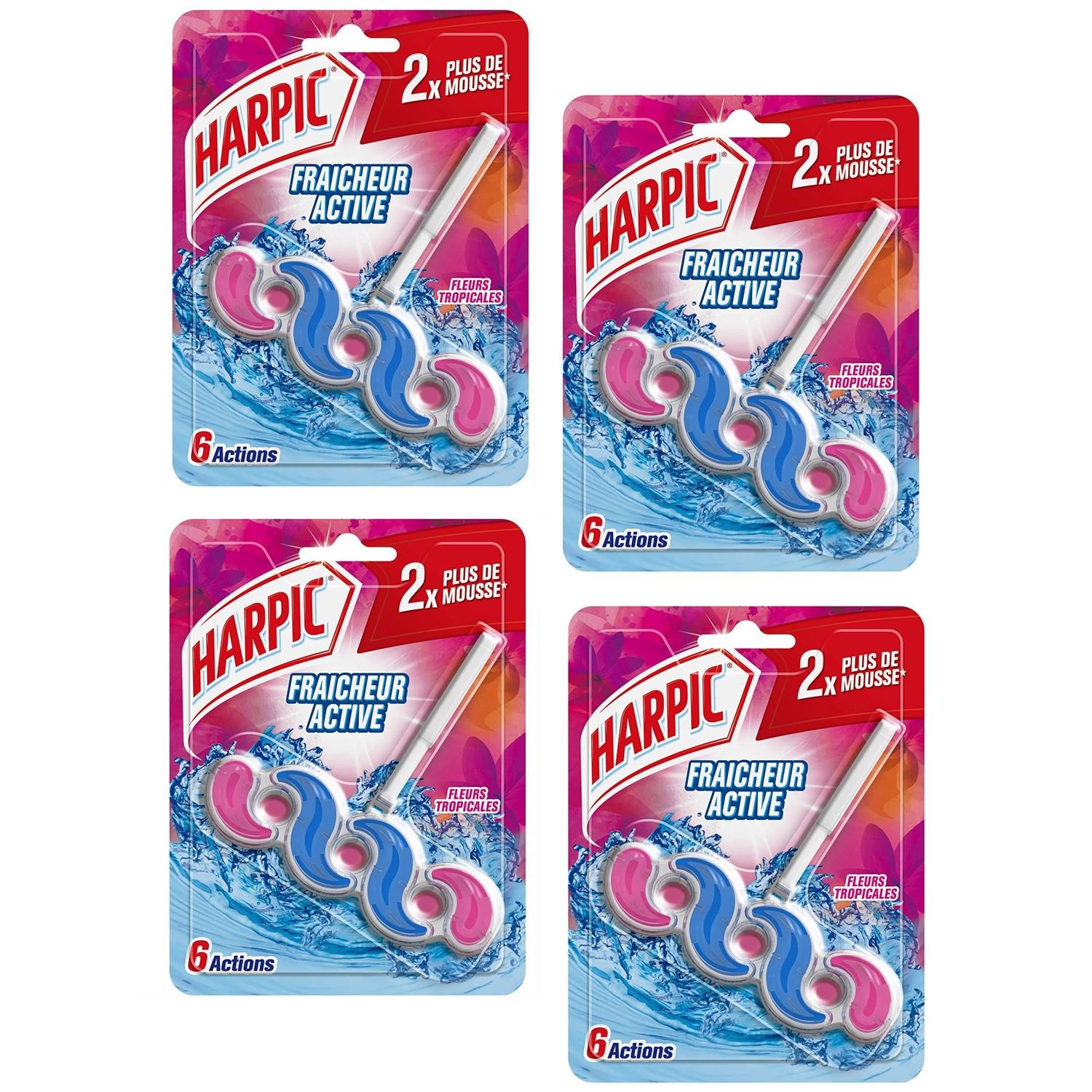 Harpic Active Fresh bloc WC antiodeur fleurs tropicales lot de 4