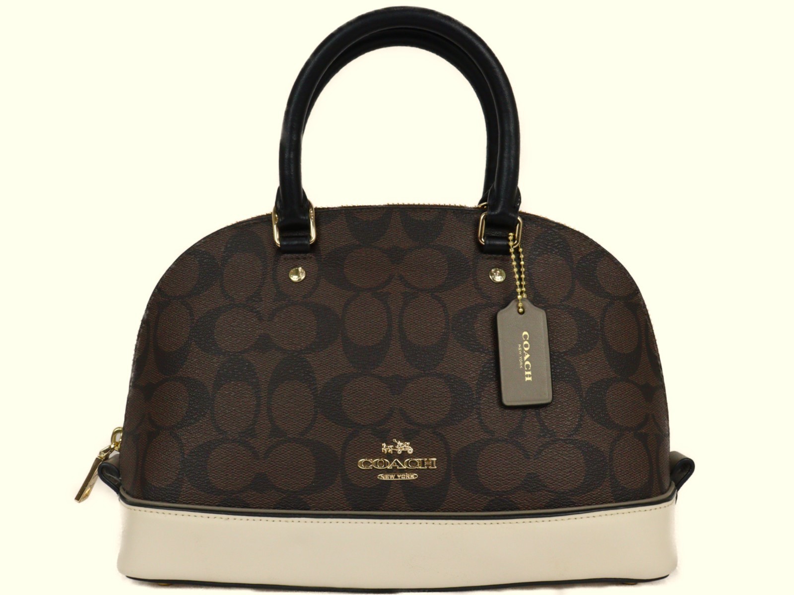 Coach Signature 2Way Shoulder Handbag in Brown White Preowned Y0727