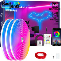 Rgb Led Neon Streifen 6M Wasserdicht Mit Fernbedienung App Steuerung Dekoration